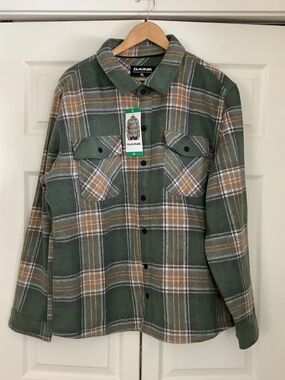 Dakine Olive Green & Tan Plaid Flannel Jacket, Men’s Sz. XL , Band New